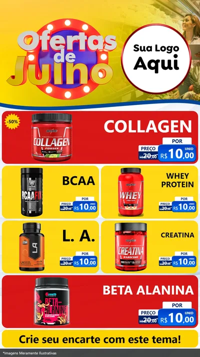 Modelo de TV para TV Vertical com o tema Ofertas de Julho para Suplementos alimentares