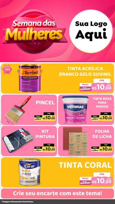 Modelo de TV para TV Vertical com o tema Semana das Mulheres para Tintas e Ferramentas