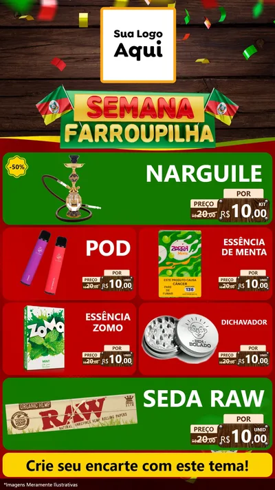Modelo de TV para TV Vertical com o tema Semana Farroupilha para Tabacaria