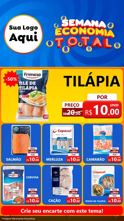 Modelo de Rede Social para Stories com o tema Semana Economia Total para Peixaria