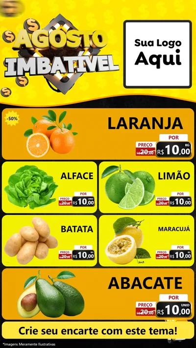 Modelo de TV para TV Vertical com o tema Agosto Imbatível para Hortifrúti