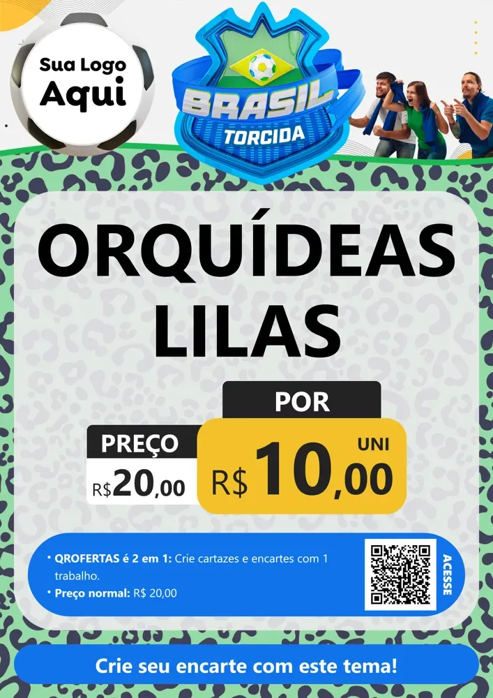 Modelo de Cartaz para Cartaz A4 Vertical com o tema Brasil Torcida - Copa para Floricultura e jardim