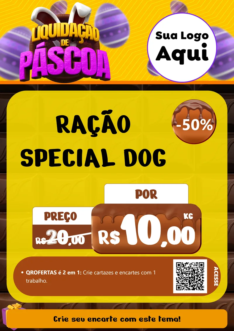 Modelo de Cartaz para Cartaz A4 Vertical com o tema Liquidação de Páscoa para Pet Shop