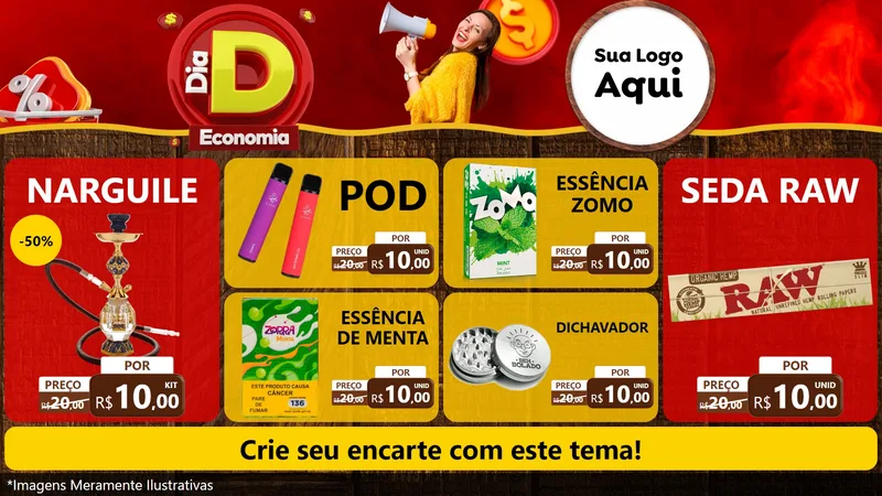 Modelo de TV para TV Horizontal com o tema Dia D Economia para Tabacaria