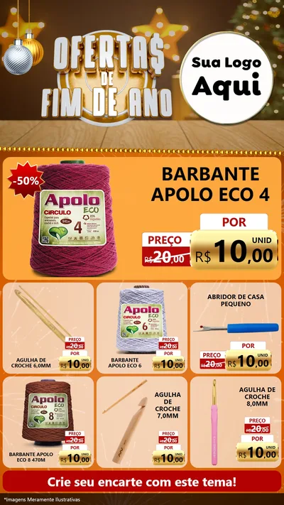 Modelo de Rede Social para Stories com o tema Ofertas de Fim de Ano para Armarinho e Aviamentos