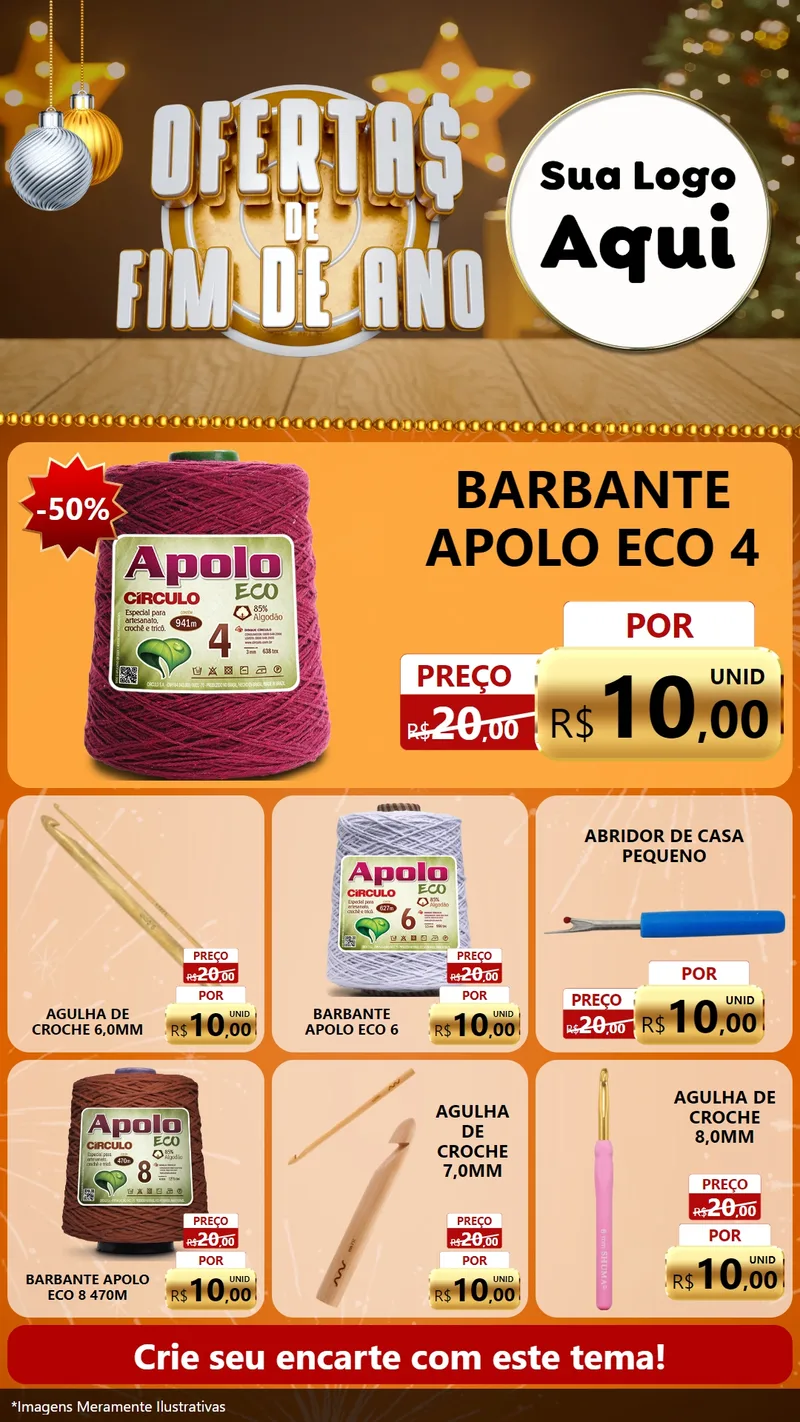 Modelo de Rede Social para Stories com o tema Ofertas de Fim de Ano para Armarinho e Aviamentos