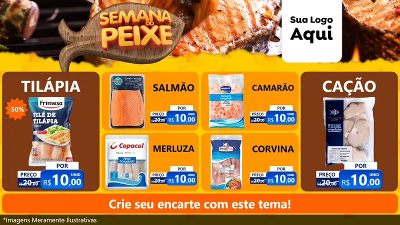Modelo de TV para TV Horizontal com o tema Semana do Peixe para Peixaria