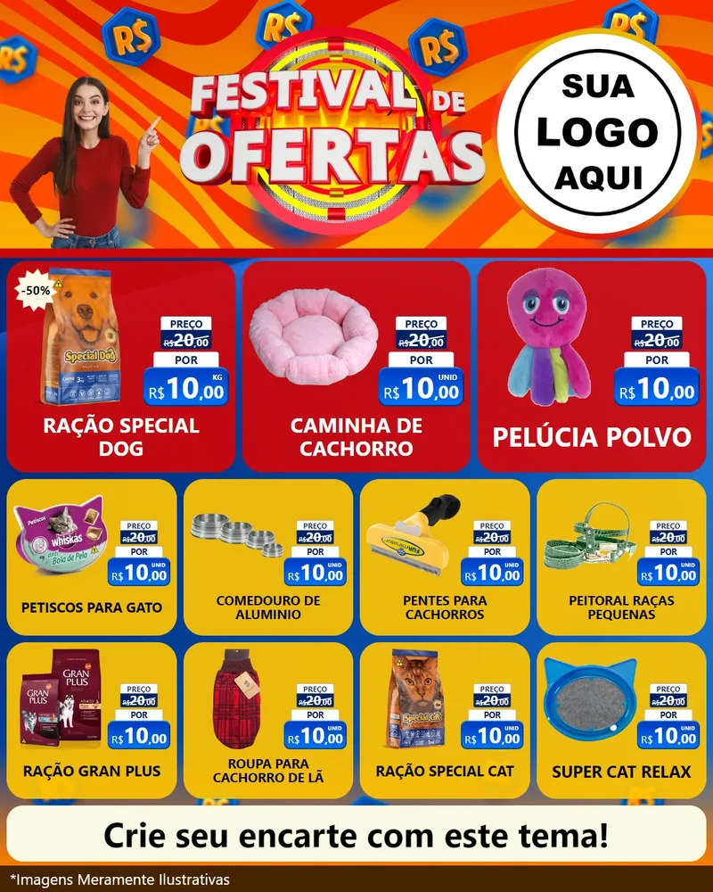 Modelo de Rede Social para Feed Instagram com o tema Festival de Ofertas para Pet Shop