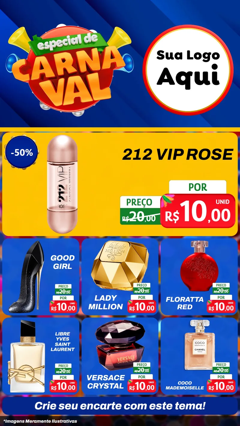 Modelo de Rede Social para Stories com o tema Especial de Carnaval para Perfumes