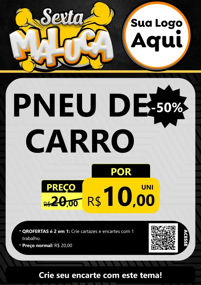 Modelo de Cartaz para Cartaz A4 Vertical com o tema Sexta Maluca para Auto peças