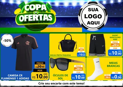 Modelo de Encarte para Encarte A4 Horizontal com o tema Copa de Ofertas para Roupas e acessórios