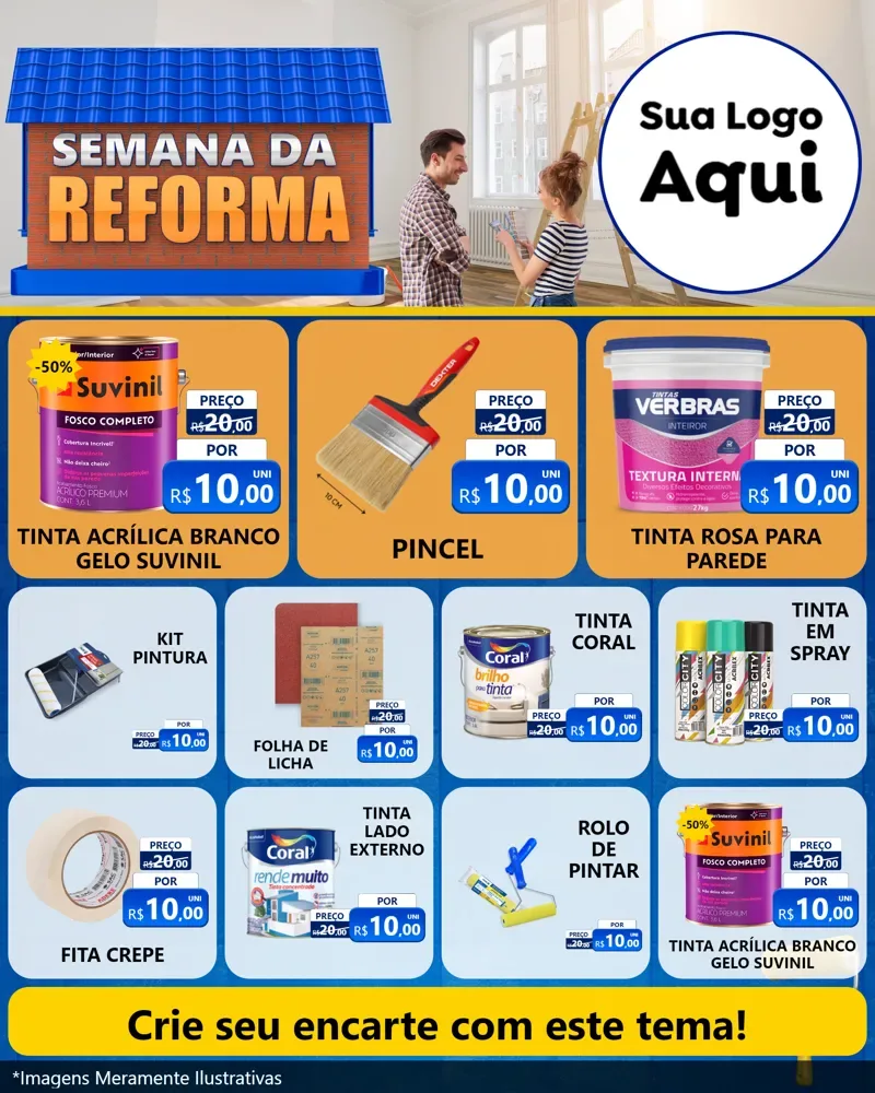 Modelo de Rede Social para Feed Instagram com o tema Semana da Reforma para Tintas e Ferramentas