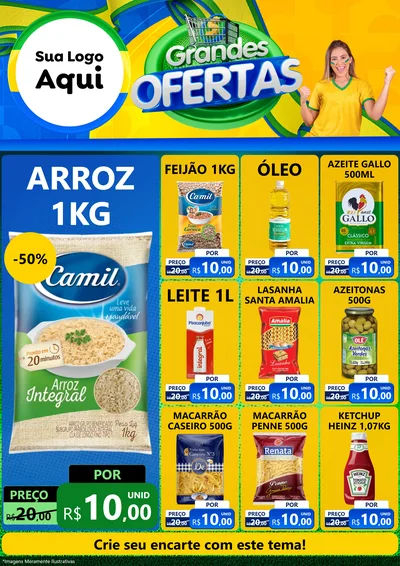 Modelo de Encarte para Encarte A4 Vertical com o tema Grandes Ofertas para Supermercado