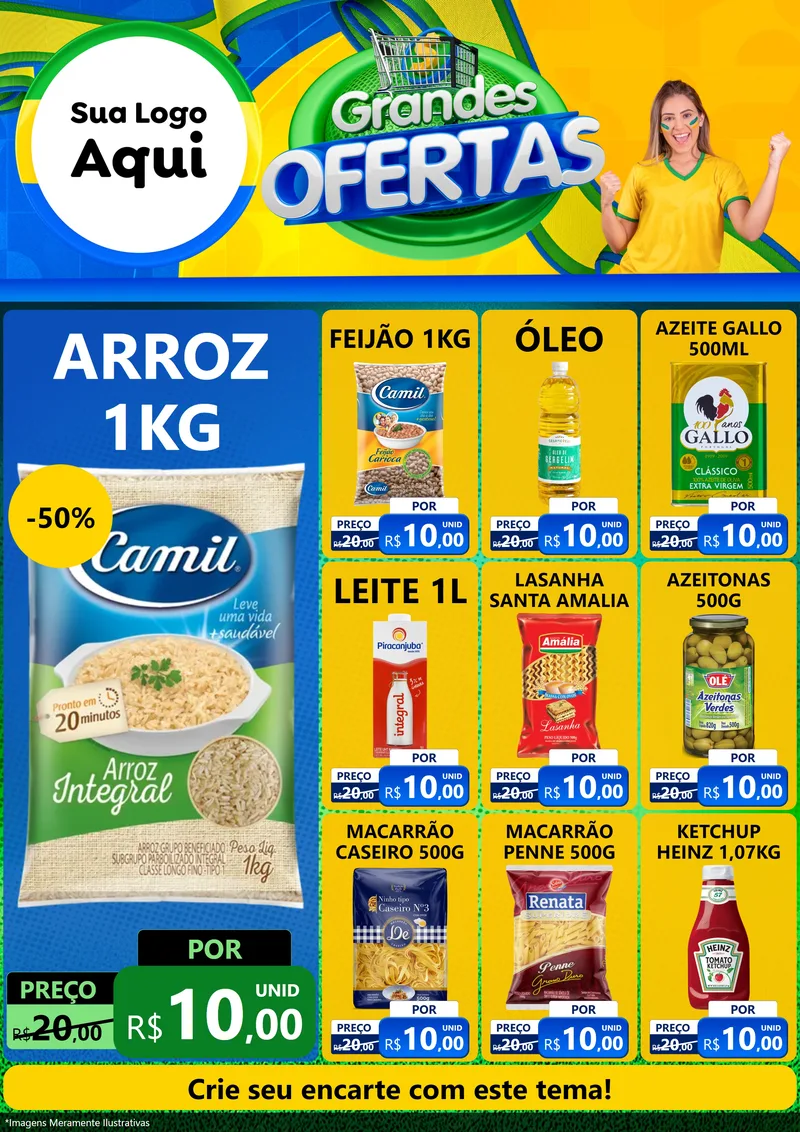 Modelo de Encarte para Encarte A4 Vertical com o tema Grandes Ofertas para Supermercado