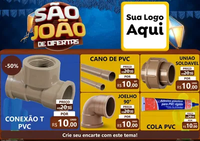 Modelo de Encarte para Encarte A4 Horizontal com o tema São João Ofertas Imbatíveis! - Junina para Tubos e conexões
