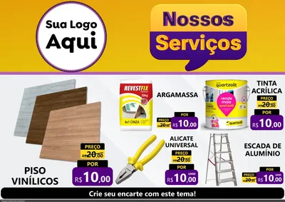 Modelo de Encarte para Encarte A4 Horizontal com o tema Nossos Serviços para Material para Construção