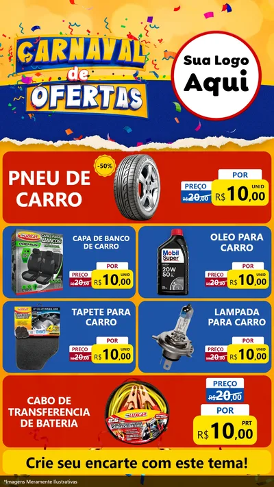 Modelo de TV para TV Vertical com o tema Carnaval de Ofertas para Auto peças
