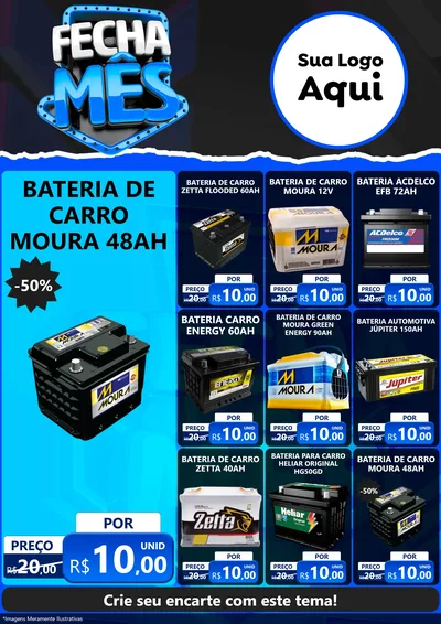 Modelo de Encarte para Encarte A4 Vertical com o tema Fecha Mês para Baterias Elétricas
