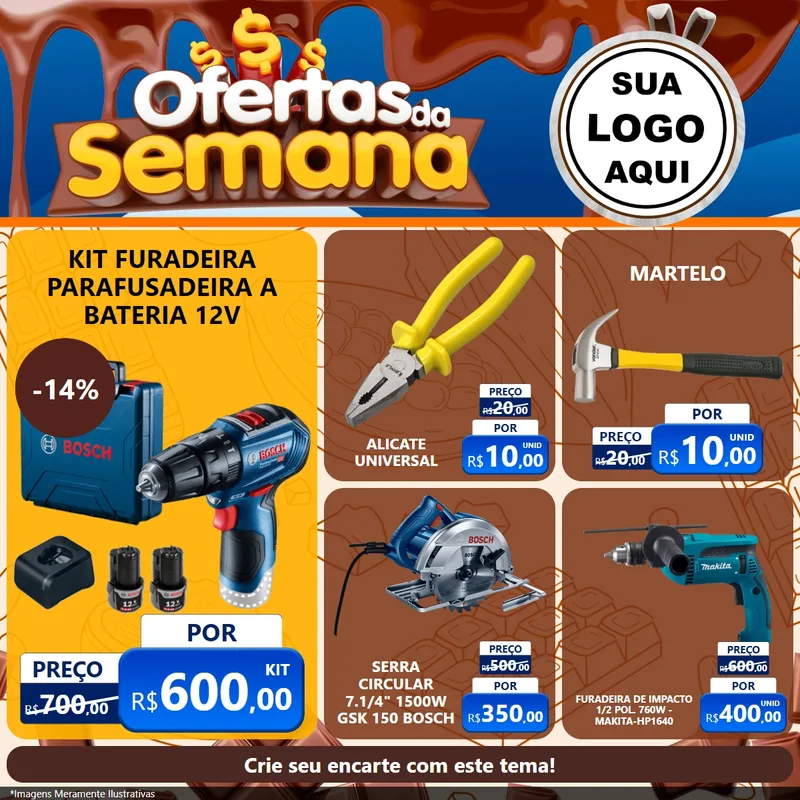 Modelo de Rede Social para Feed Facebook com o tema Ofertas da Semana - Páscoa para Maquinas e Ferramentas