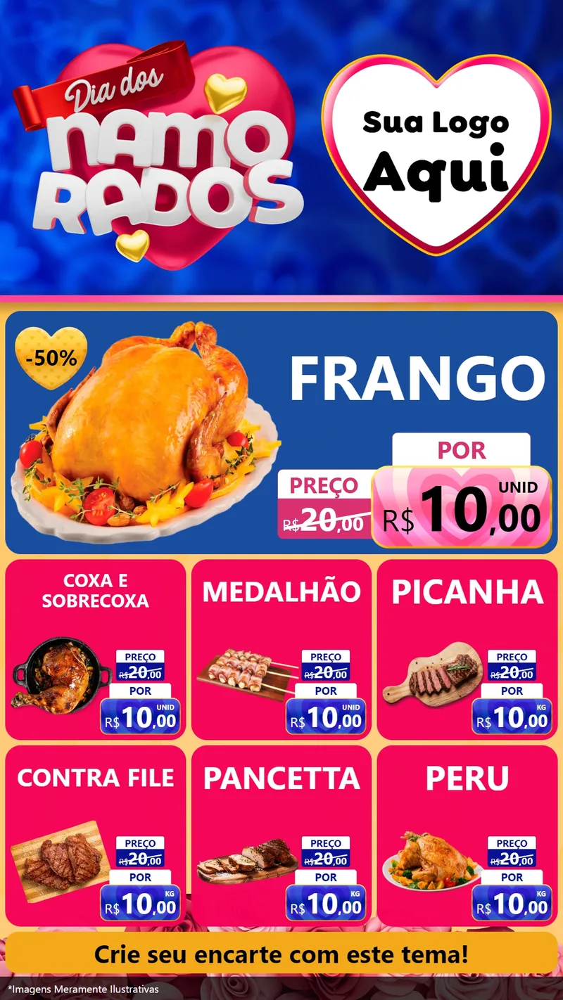 Modelo de Rede Social para Stories com o tema Dia dos namorados para Assados