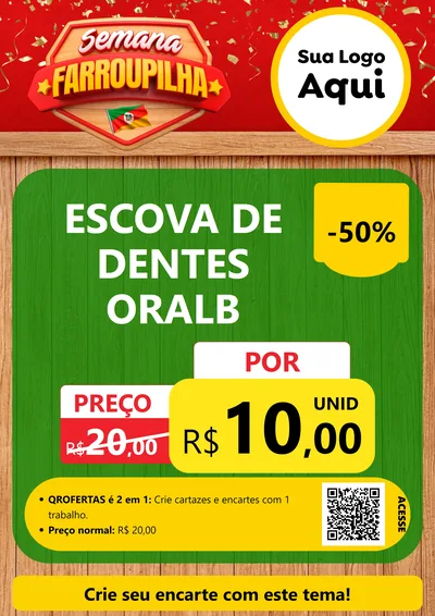 Modelo de Cartaz para Cartaz A4 Vertical com o tema Semana Farroupilha para Higiene Pessoal