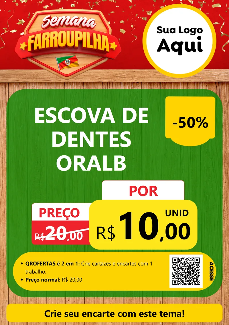Modelo de Cartaz para Cartaz A4 Vertical com o tema Semana Farroupilha para Higiene Pessoal