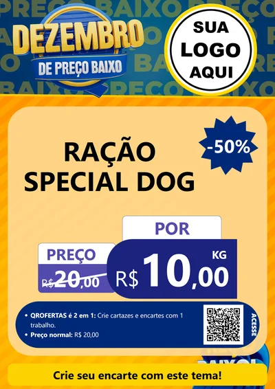 Modelo de Cartaz para Cartaz A4 Vertical com o tema Dezembro de Preço Baixo para Pet Shop