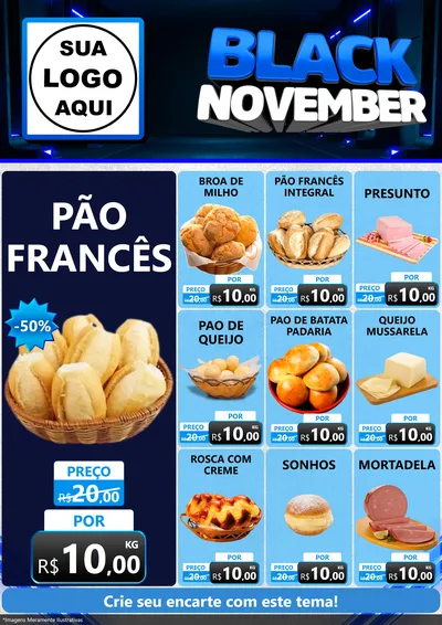 Modelo de Encarte para Encarte A4 Vertical com o tema Black November para Padaria