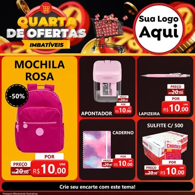 Modelo de Rede Social para Feed Facebook com o tema Quarta de Ofertas Imbatíveis para Papelaria