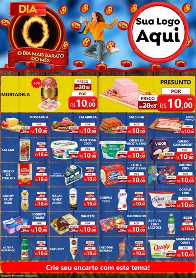 Modelo de Encarte para Encarte A4 Vertical com o tema Dia O - O Dia Mais Barato Do Mês para Frios e Laticínios
