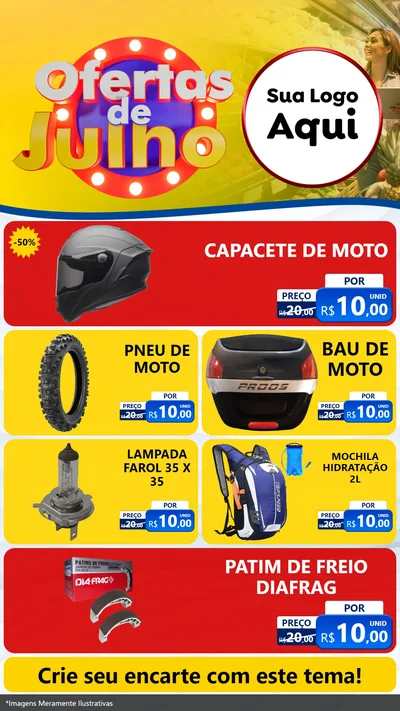 Modelo de TV para TV Vertical com o tema Ofertas de Julho para Moto peças