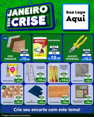Modelo de Rede Social para Feed Instagram com o tema Janeiro Sem Crise para Material para Construção