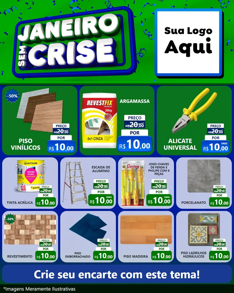 Modelo de Rede Social para Feed Instagram com o tema Janeiro Sem Crise para Material para Construção