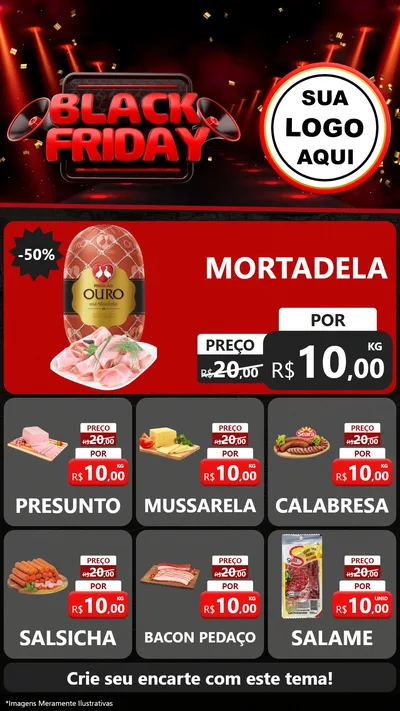 Modelo de Rede Social para Stories com o tema Black Friday para Frios e Laticínios