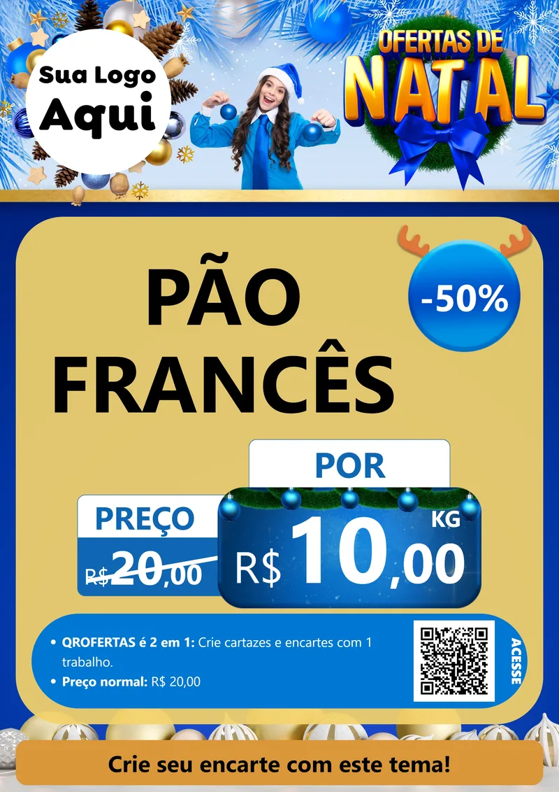 Modelo de Cartaz para Cartaz A4 Vertical com o tema Ofertas de Natal para Padaria