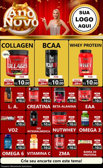 Modelo de Encarte para Encarte Grande com o tema Super Ano Novo para Suplementos alimentares