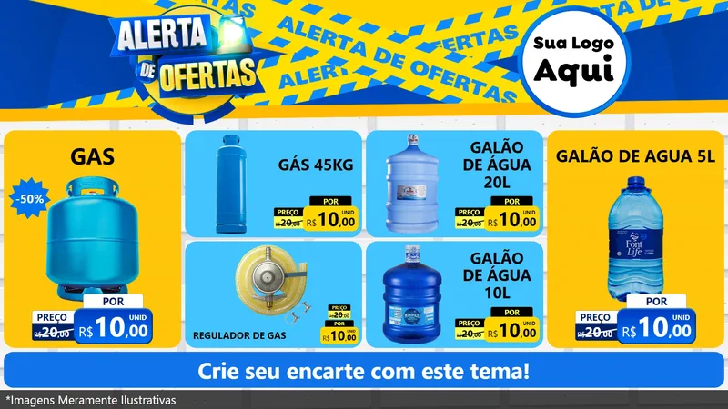 Modelo de TV para TV Horizontal com o tema Alerta de Ofertas para Água e gás