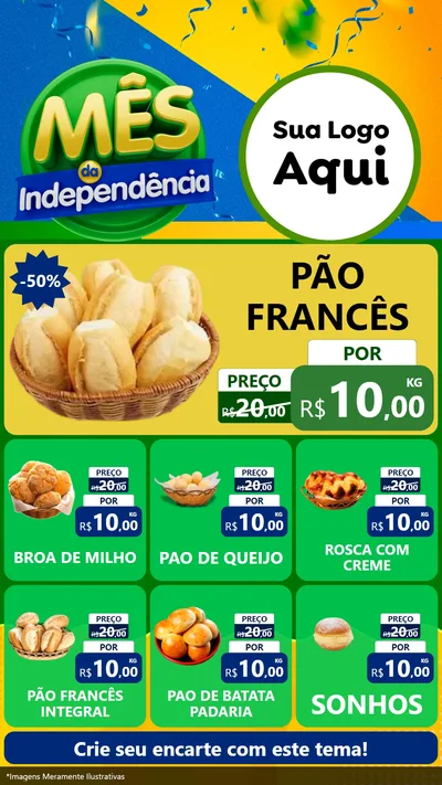 Modelo de Rede Social para Stories com o tema Mês da Independência para Padaria