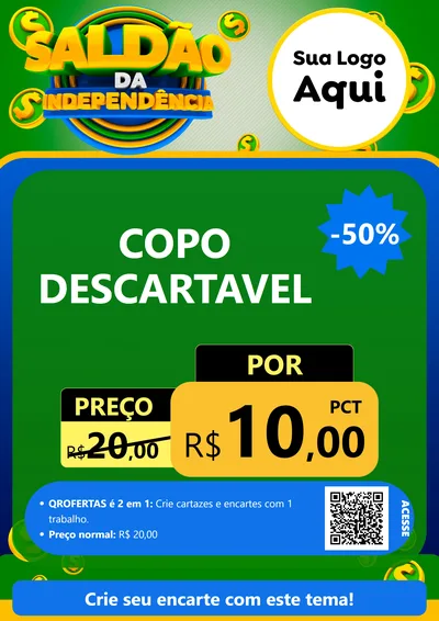 Modelo de Cartaz para Cartaz A4 Vertical com o tema Saldão da Indepêndencia para Embalagens