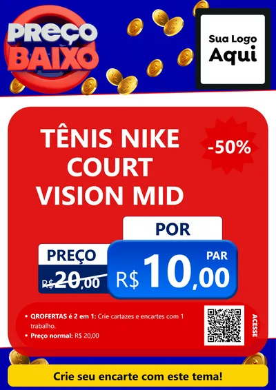 Modelo de Cartaz para Cartaz A4 Vertical com o tema Preço Baixo para Calçados