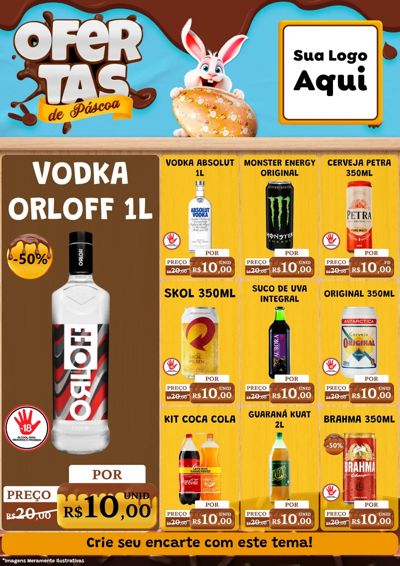 Modelo de Encarte para Encarte A4 Vertical com o tema Ofertas de Páscoa para Distribuidora de bebidas