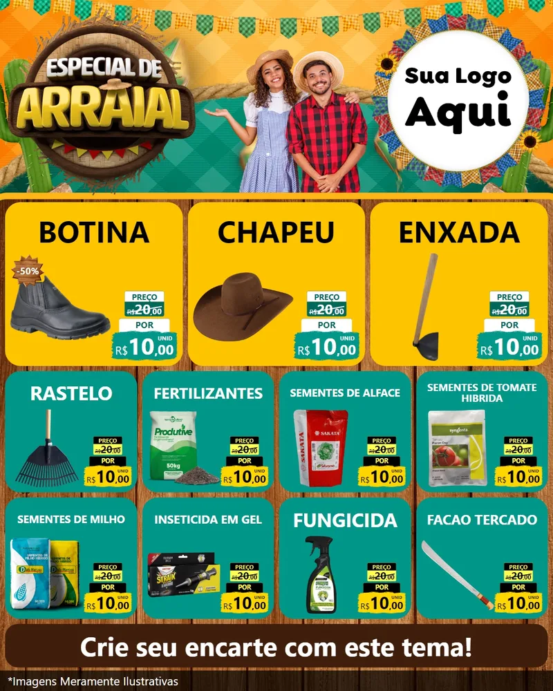 Modelo de Rede Social para Feed Instagram com o tema Especial De Arraial para Agropecuária