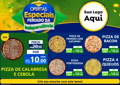 Modelo de Encarte para Encarte A4 Horizontal com o tema Ofertas Especiais Feriado da Independência para Pizzaria