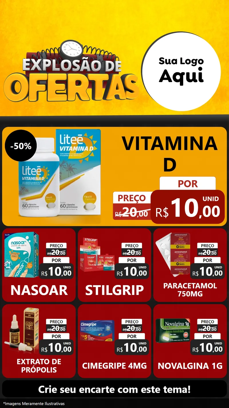 Modelo de Rede Social para Stories com o tema Explosão de Ofertas para Farmácia