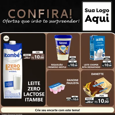 Modelo de Rede Social para Feed Facebook com o tema Confira! Ofertas que irão te surpreender! para Frios e Laticínios