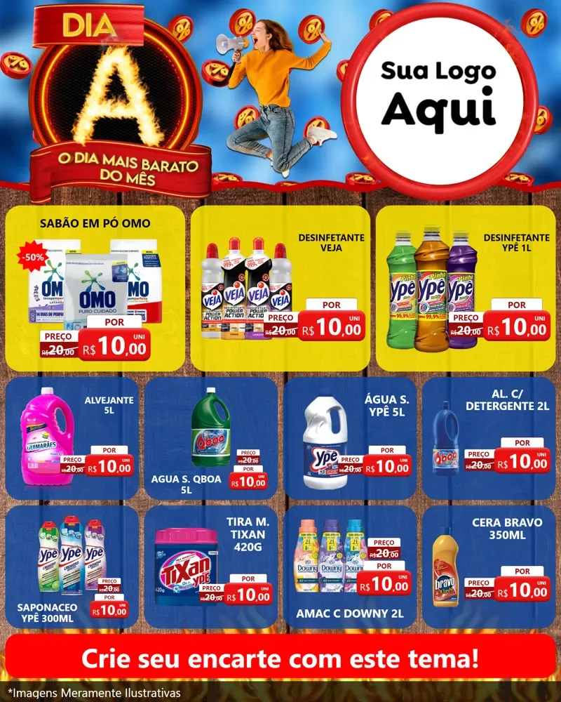 Modelo de Rede Social para Feed Instagram com o tema Dia A - O Dia Mais Barato Do Mês para Produtos de Limpeza
