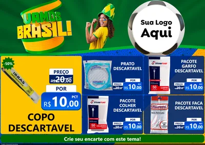 Modelo de Encarte para Encarte A4 Horizontal com o tema Vamos Brasil - Copa para Embalagens