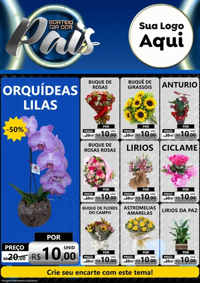 Modelo de Encarte para Encarte A4 Vertical com o tema Sorteio Dia Dos Pais para Floricultura e jardim