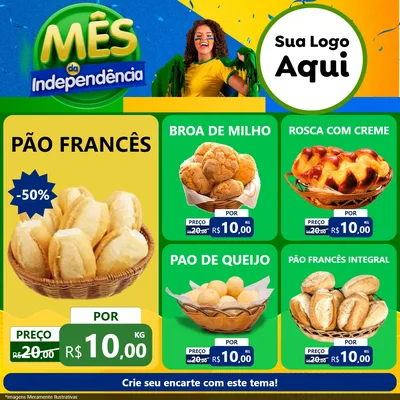 Modelo de Rede Social para Feed Facebook com o tema Mês da Independência para Padaria