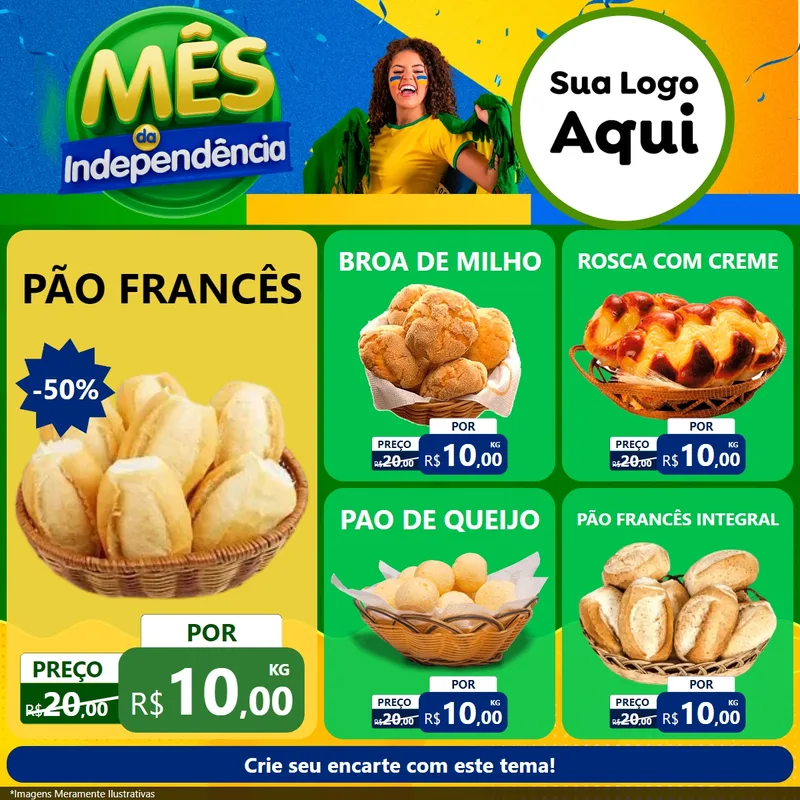 Modelo de Rede Social para Feed Facebook com o tema Mês da Independência para Padaria